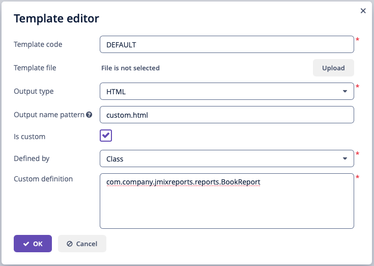 class defined template