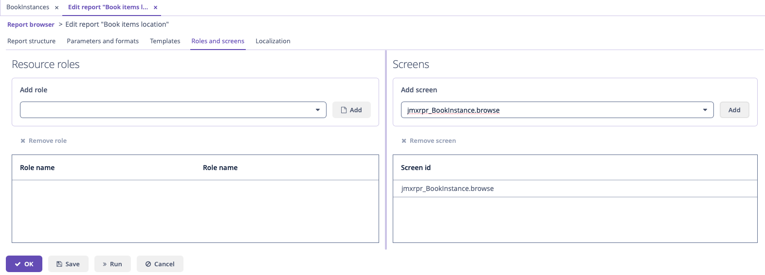 list of entities screens