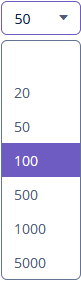 pagination items per page combo box