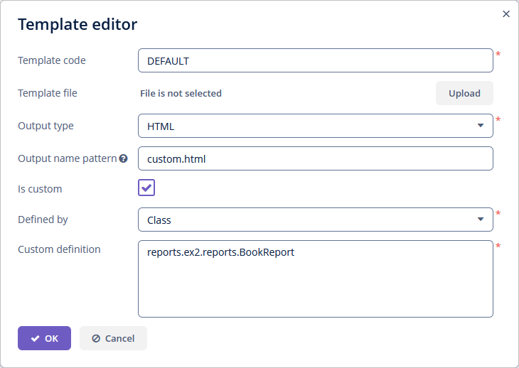 class defined template