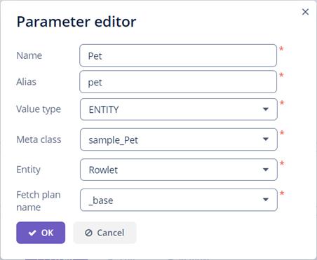 widget parameter