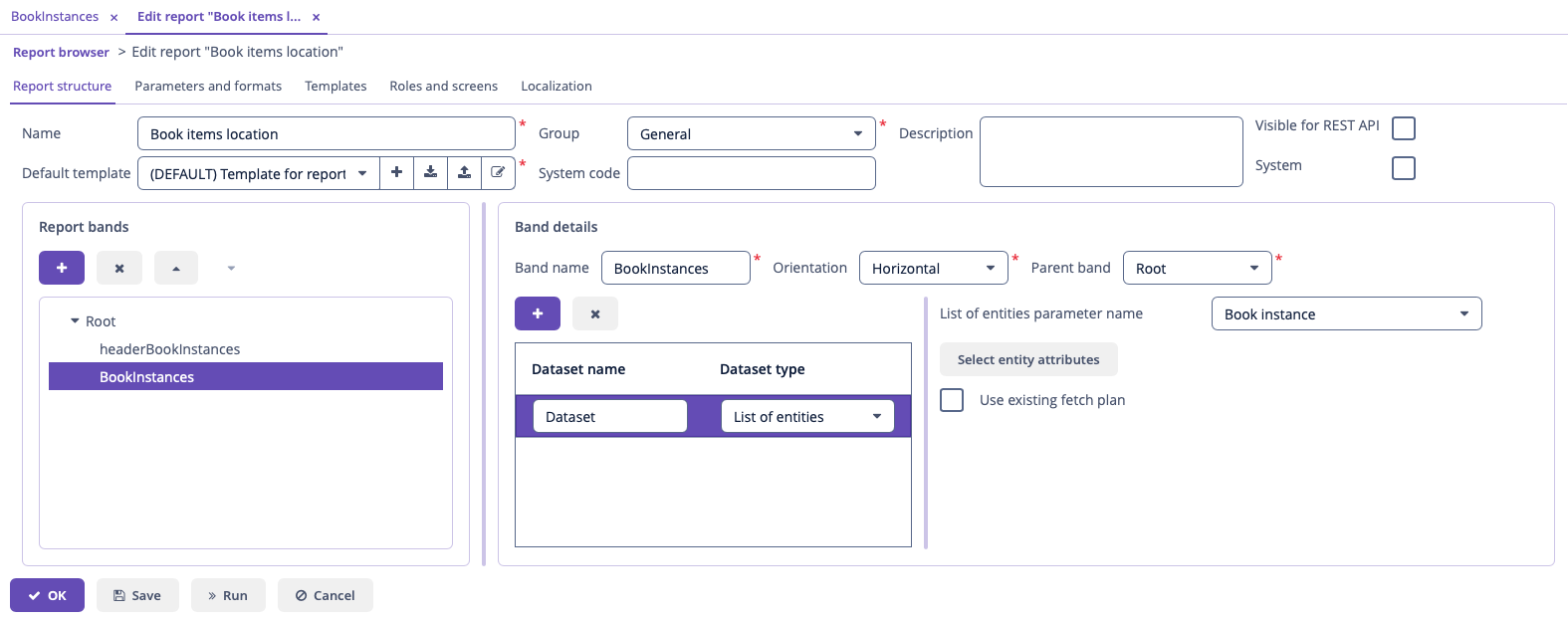 list of entities editor