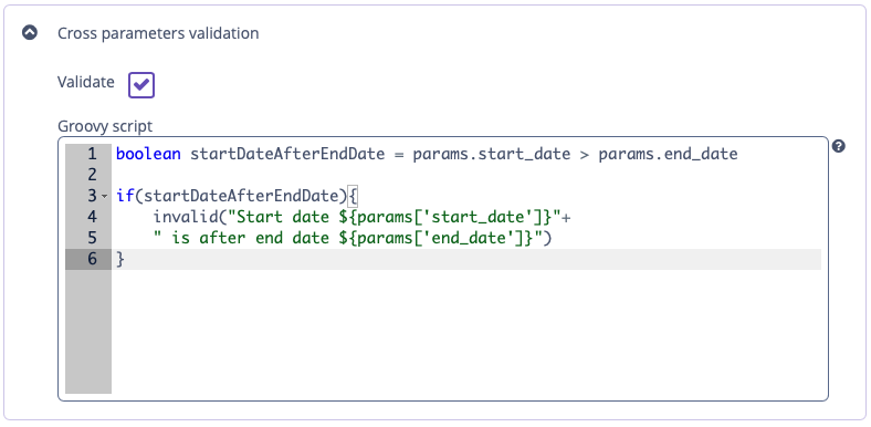 cross parameter validation