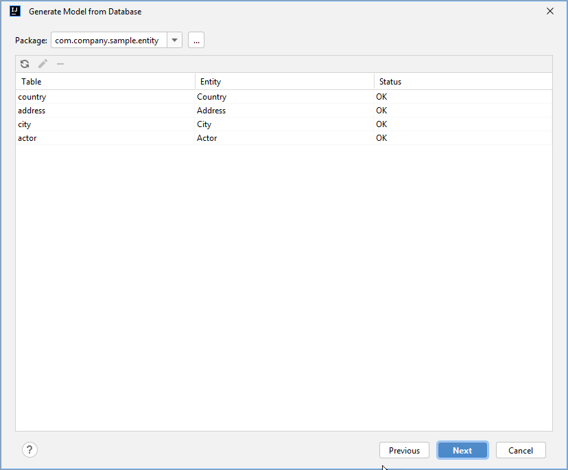 generate data model step2