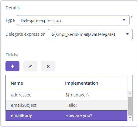 java delegate panel