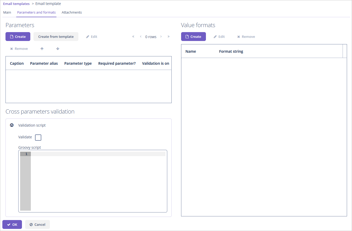 parameters formats tab