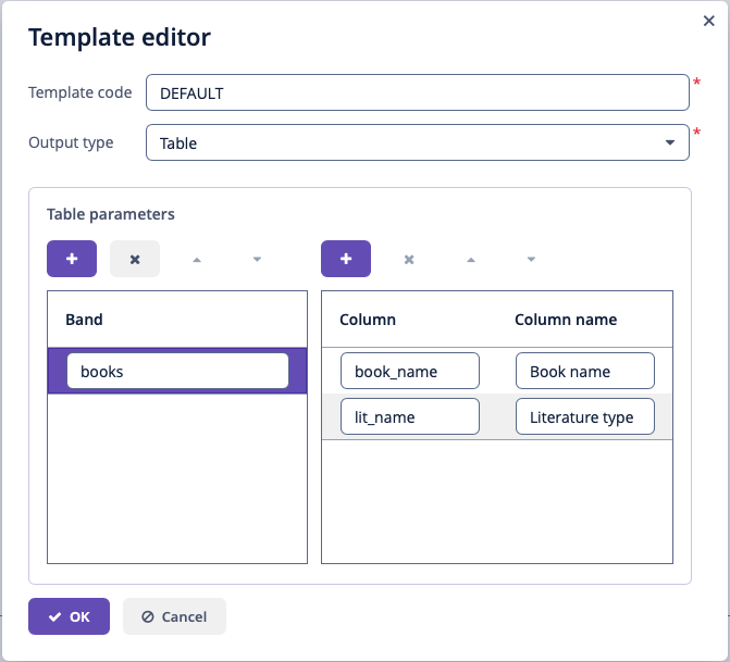 report table define