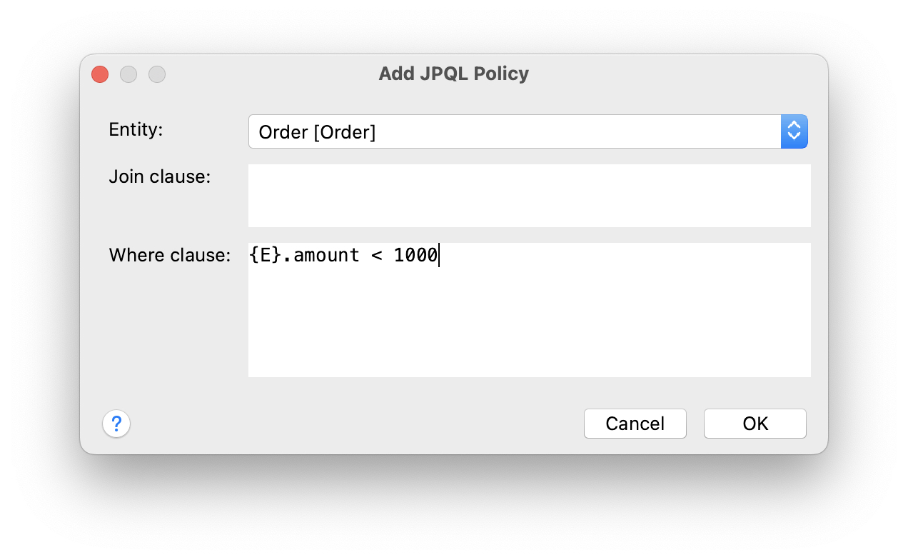 add jpql policy