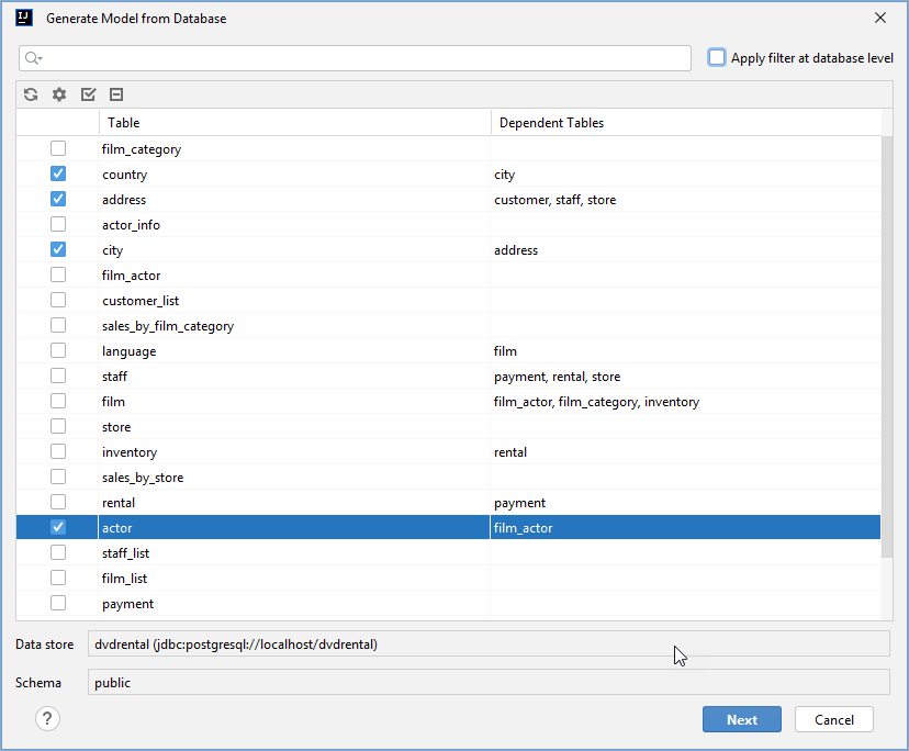 generate data model step1