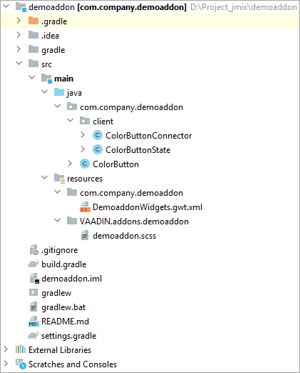 widgets add on prj structure