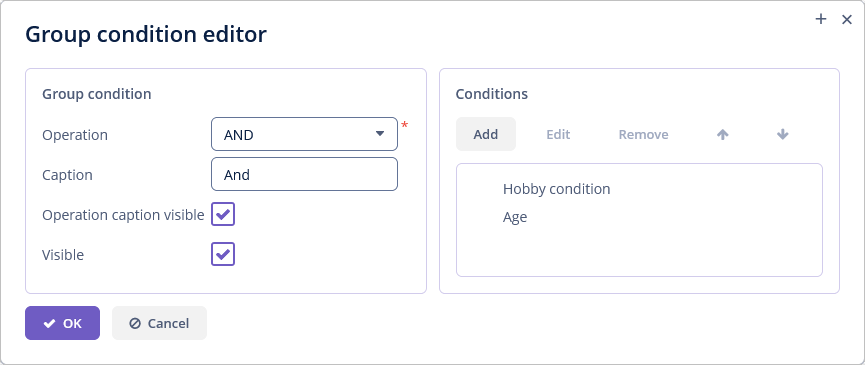 filter group conditions