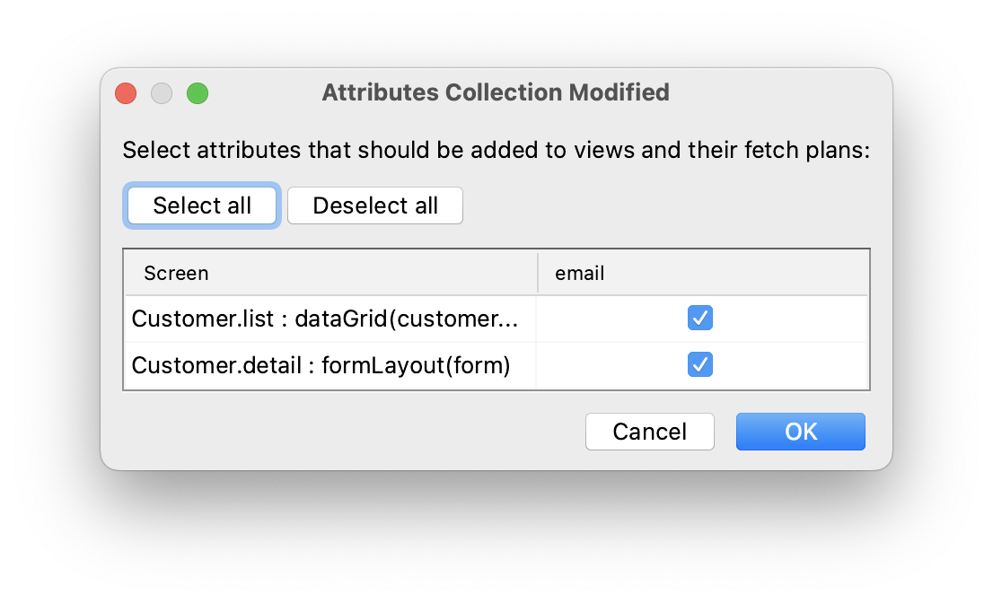 attributes collection modified