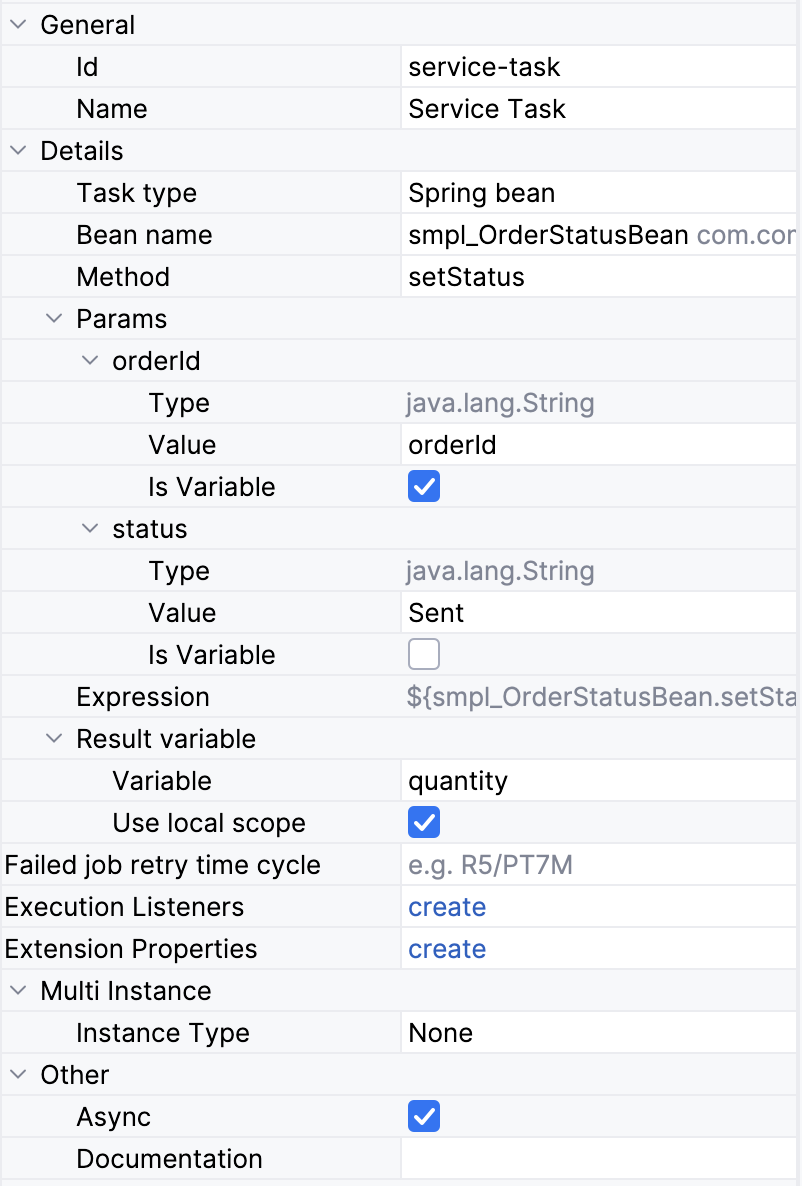 spring bean task properties