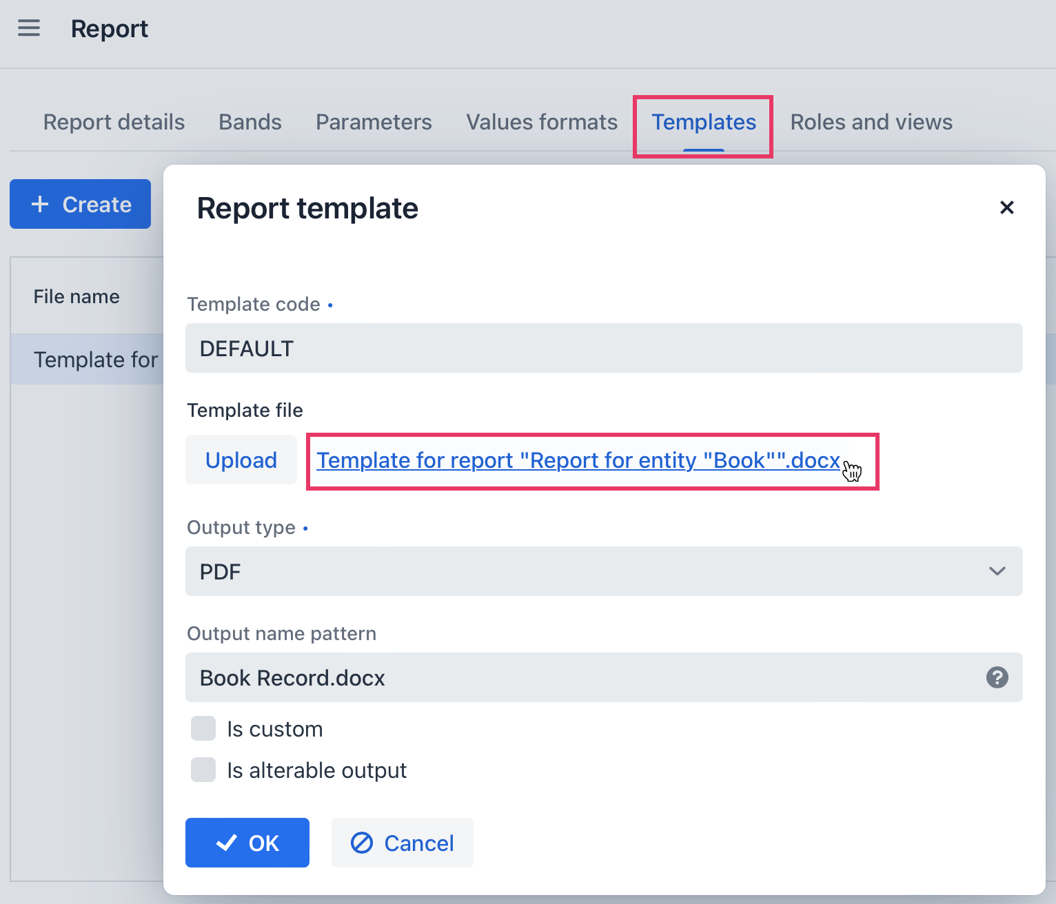 configure template