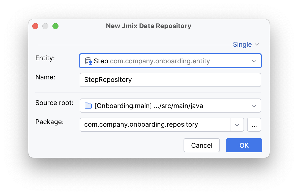 data repository wizard