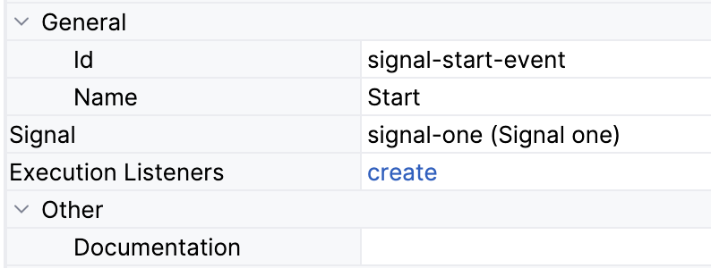 signal start event properties