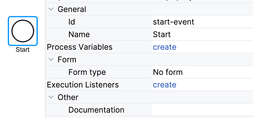 start event properties