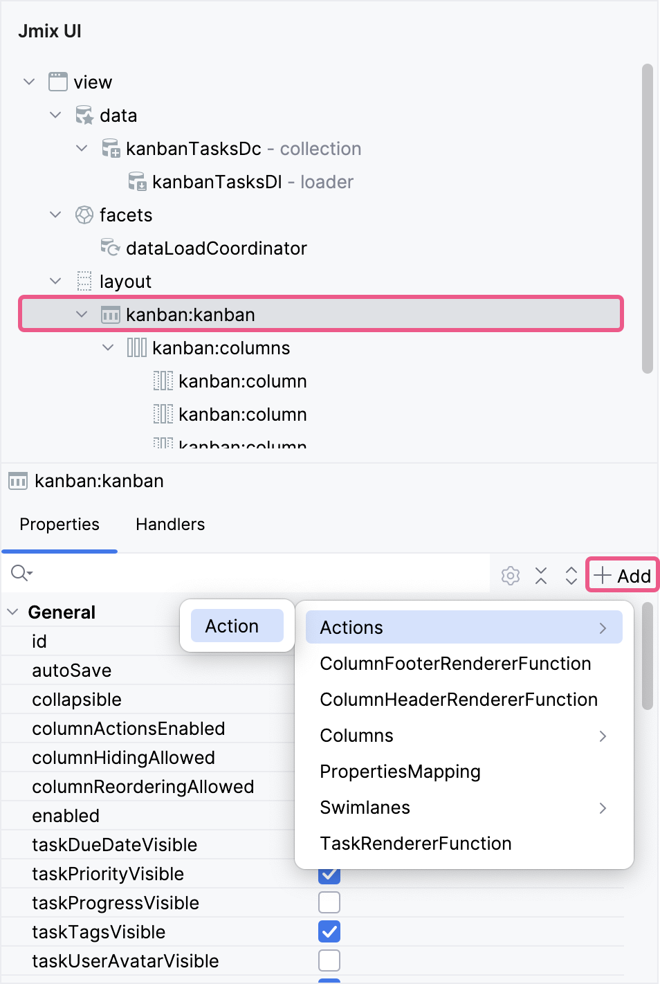 create kanban actions