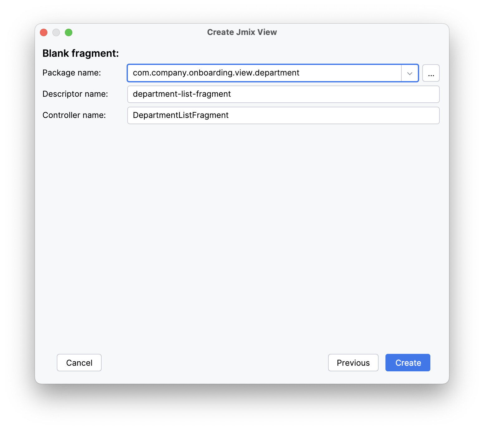 blank fragment template