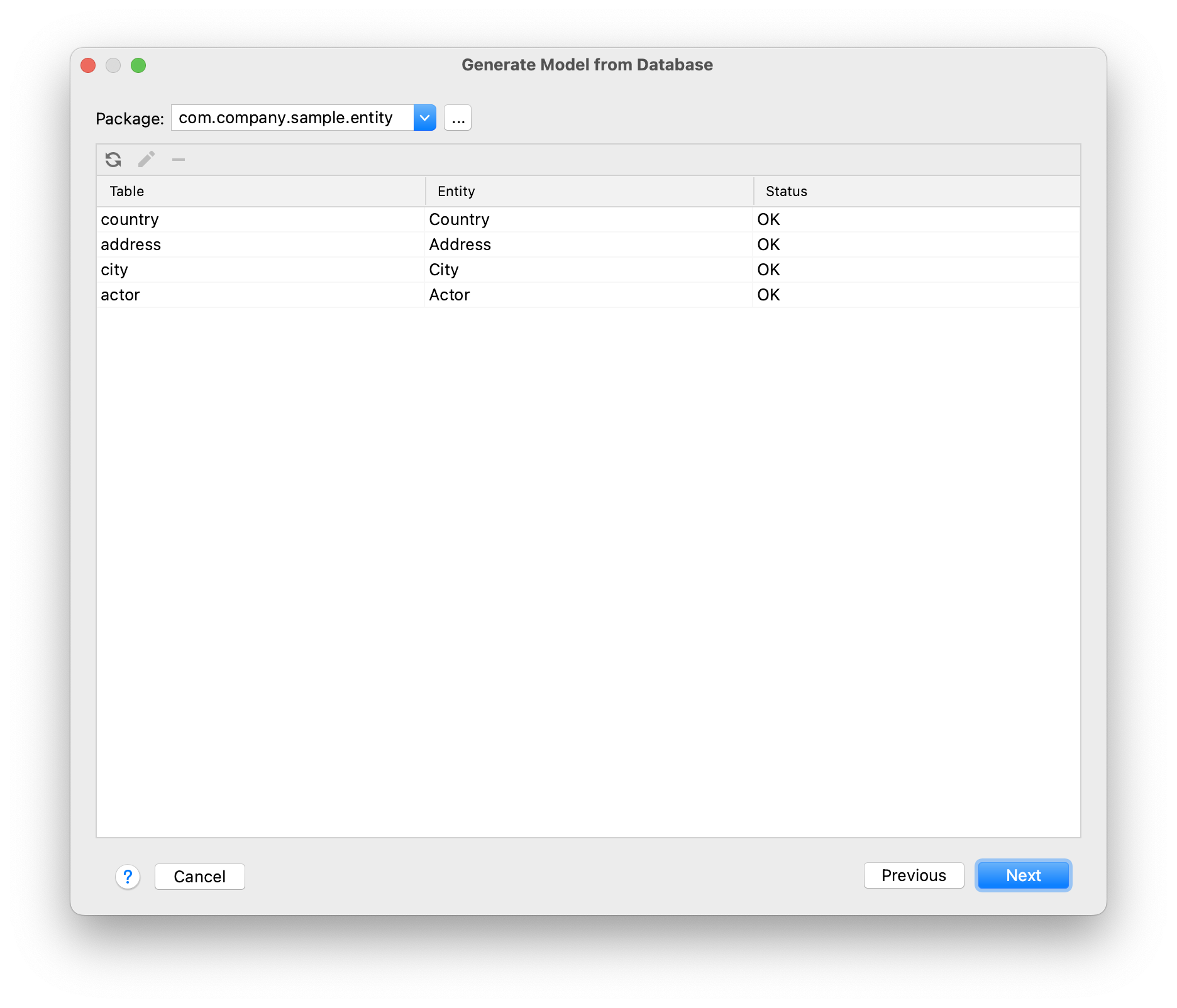 generate data model step2