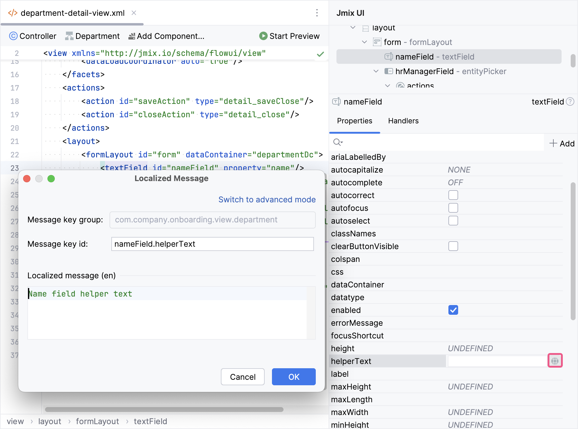 properties message value