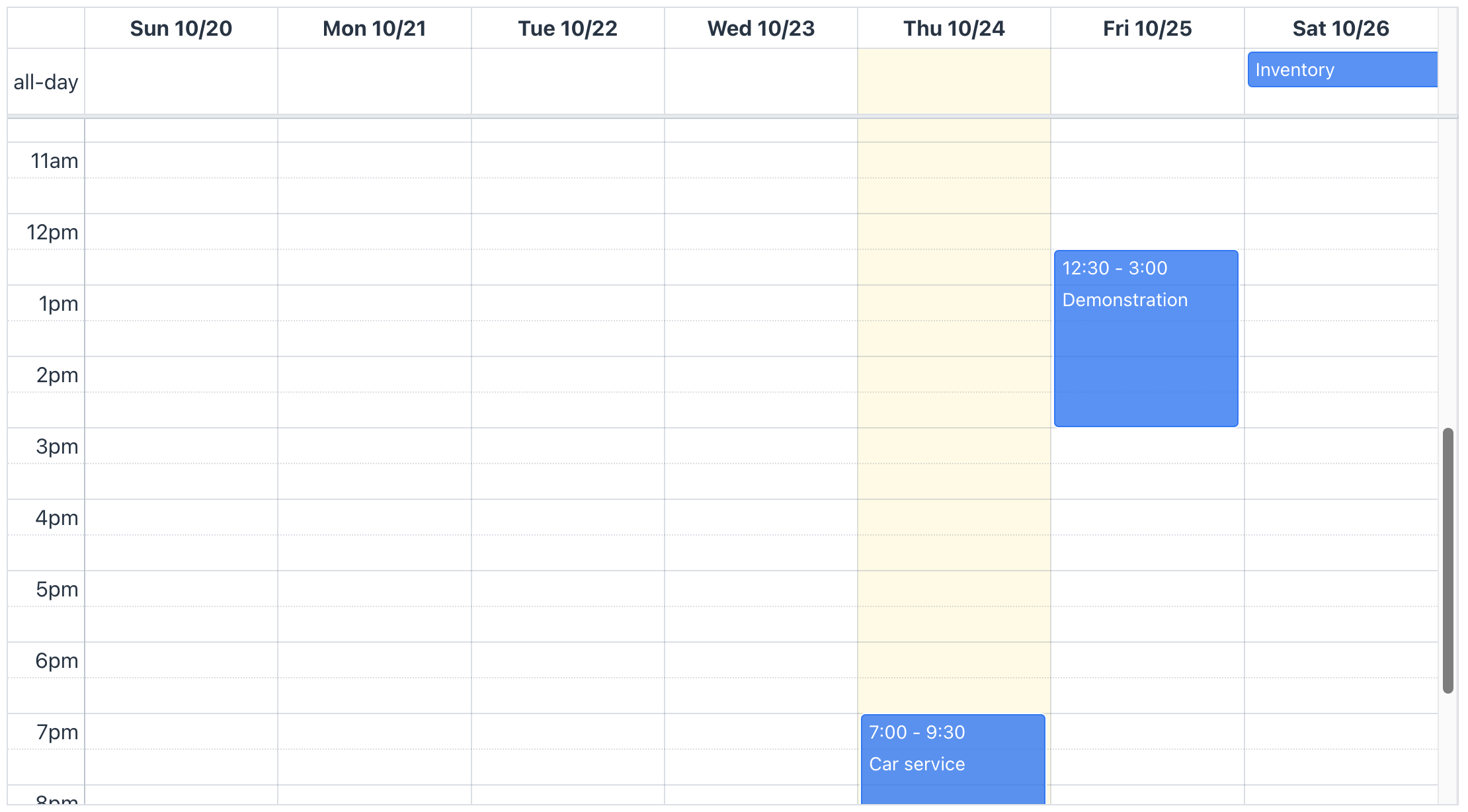 time grid week mode