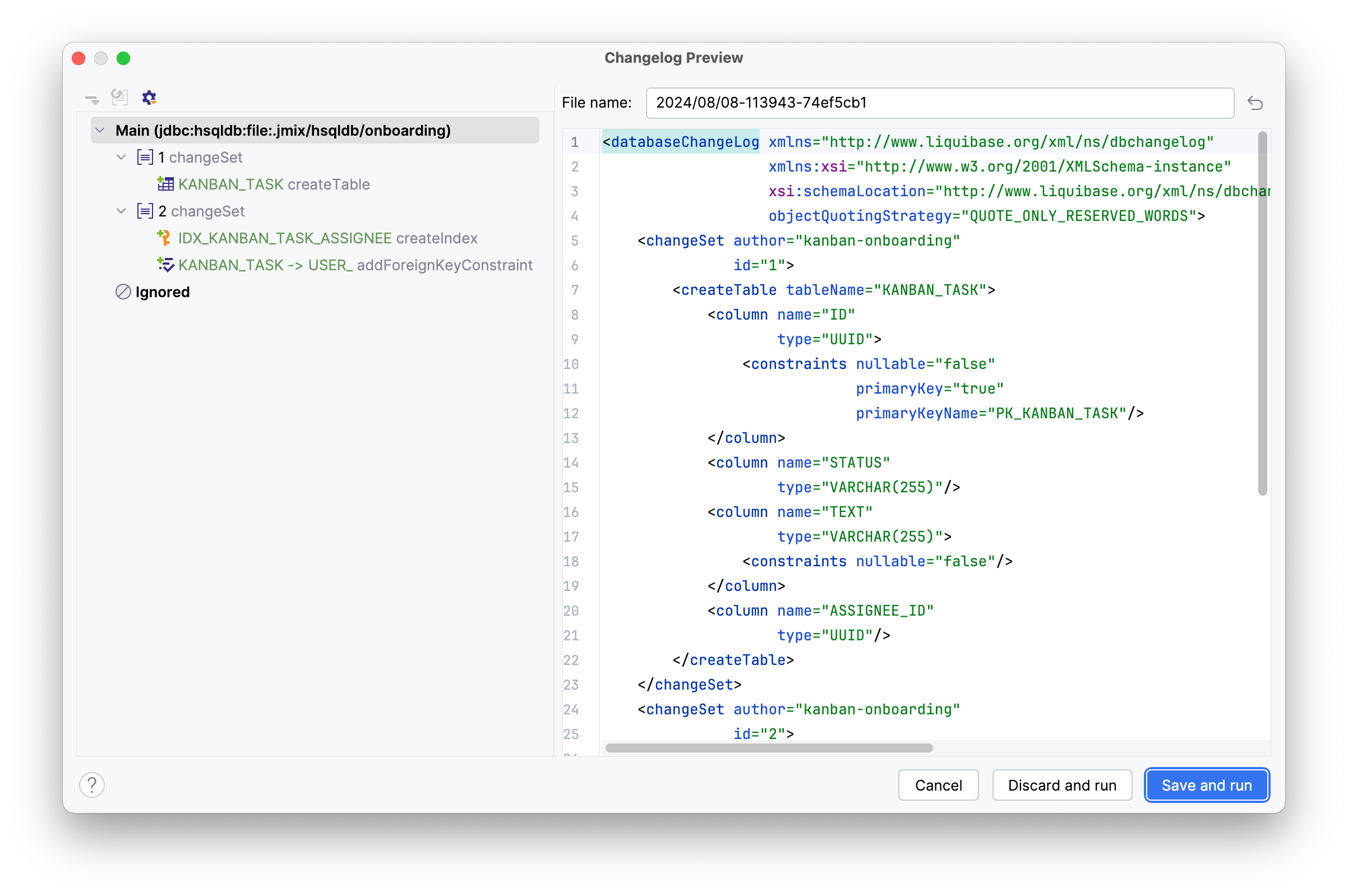 changelog kanban task