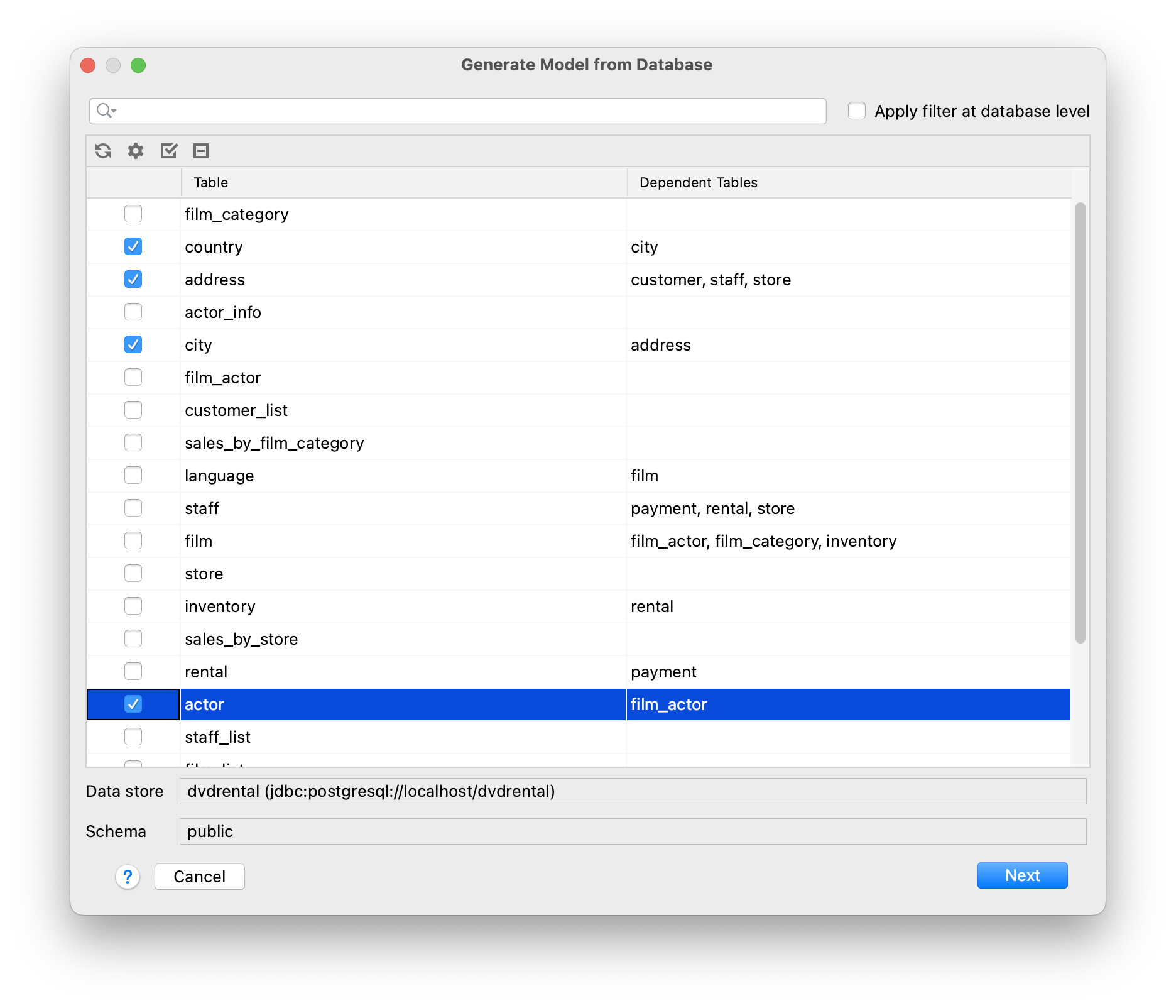 generate data model step1