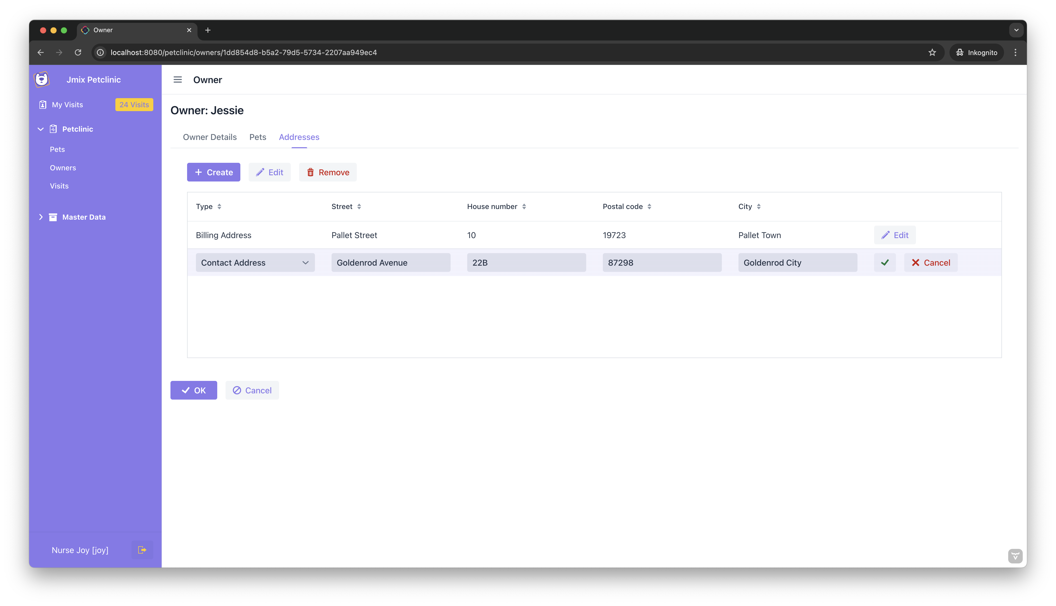 Inline Editing for Addresses