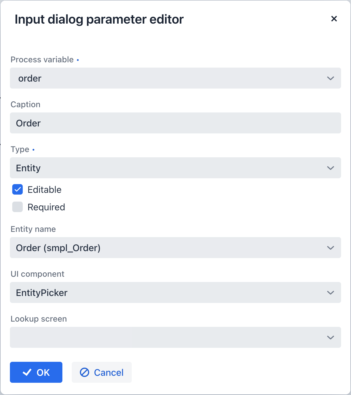 parameter editor entity