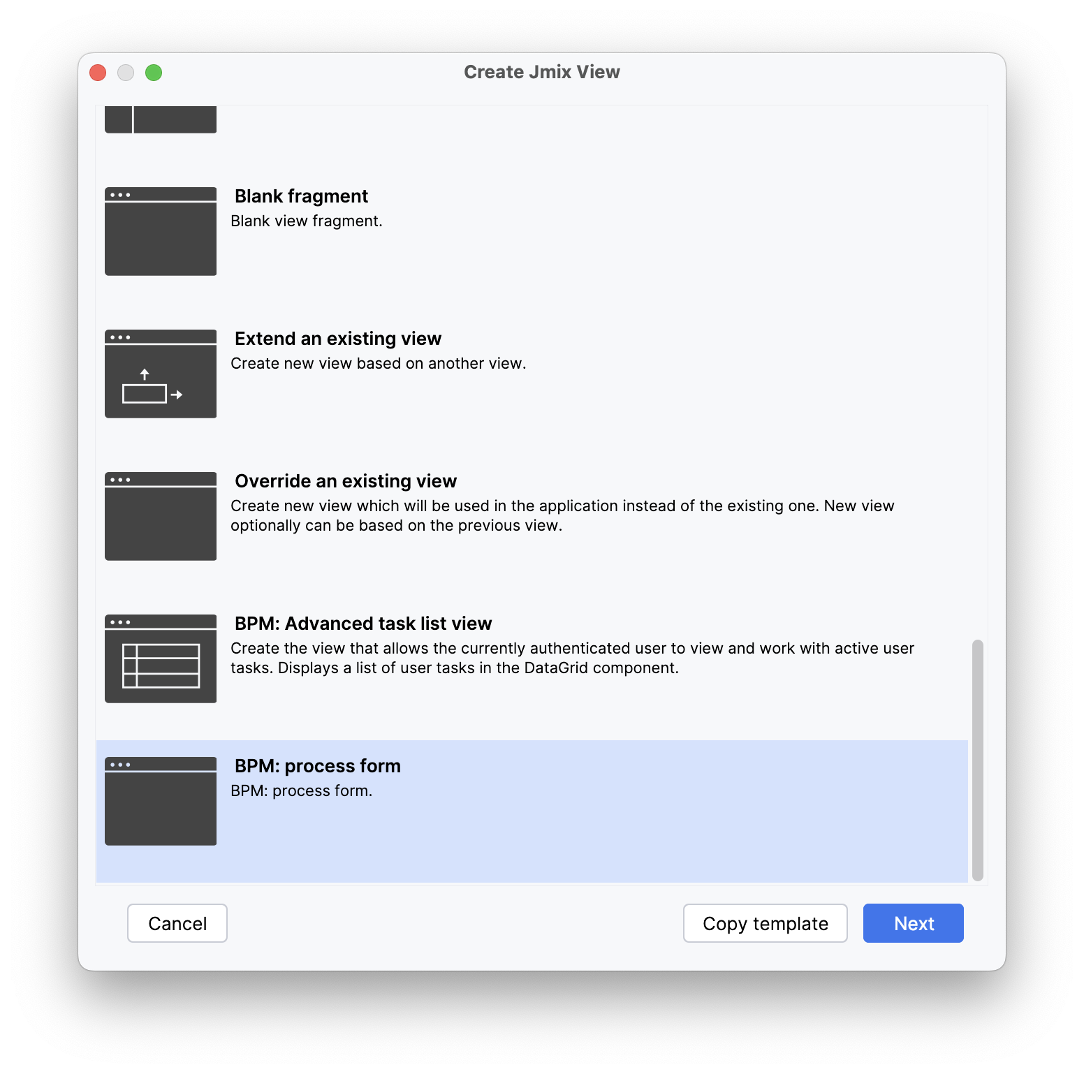 view wizard bpm process form