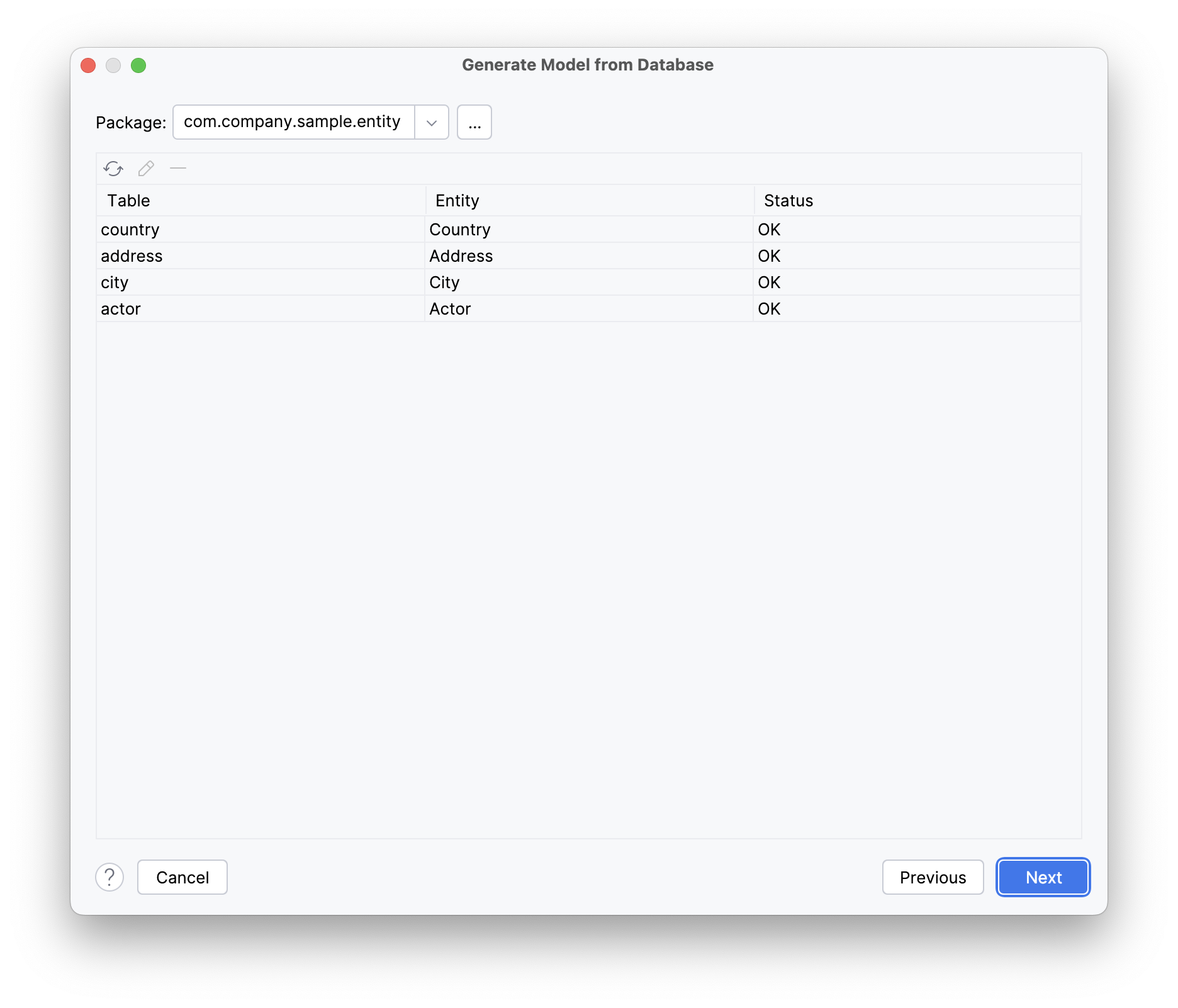 generate data model step2