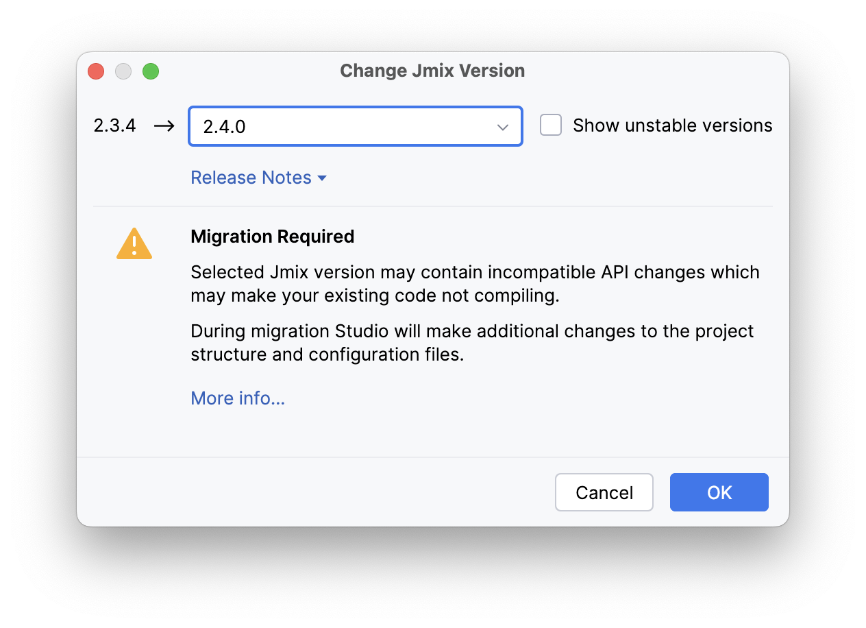 upgrade migration required