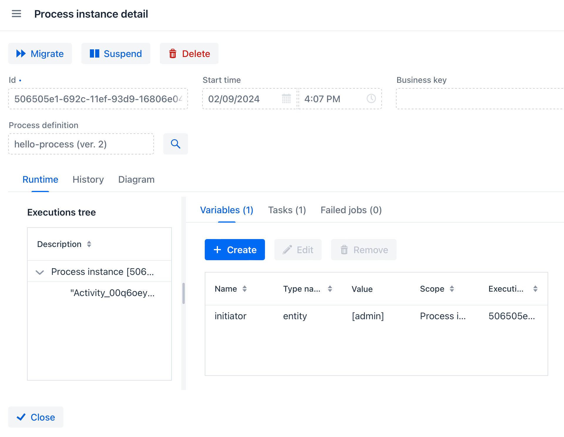 process instance detail