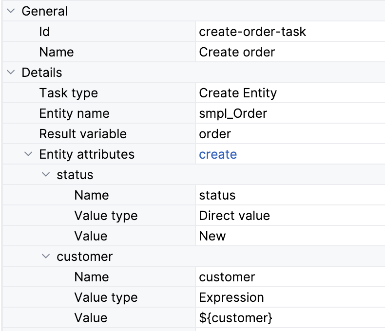 create data task properties