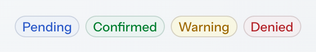 Badges with the default and success, warning and error colors