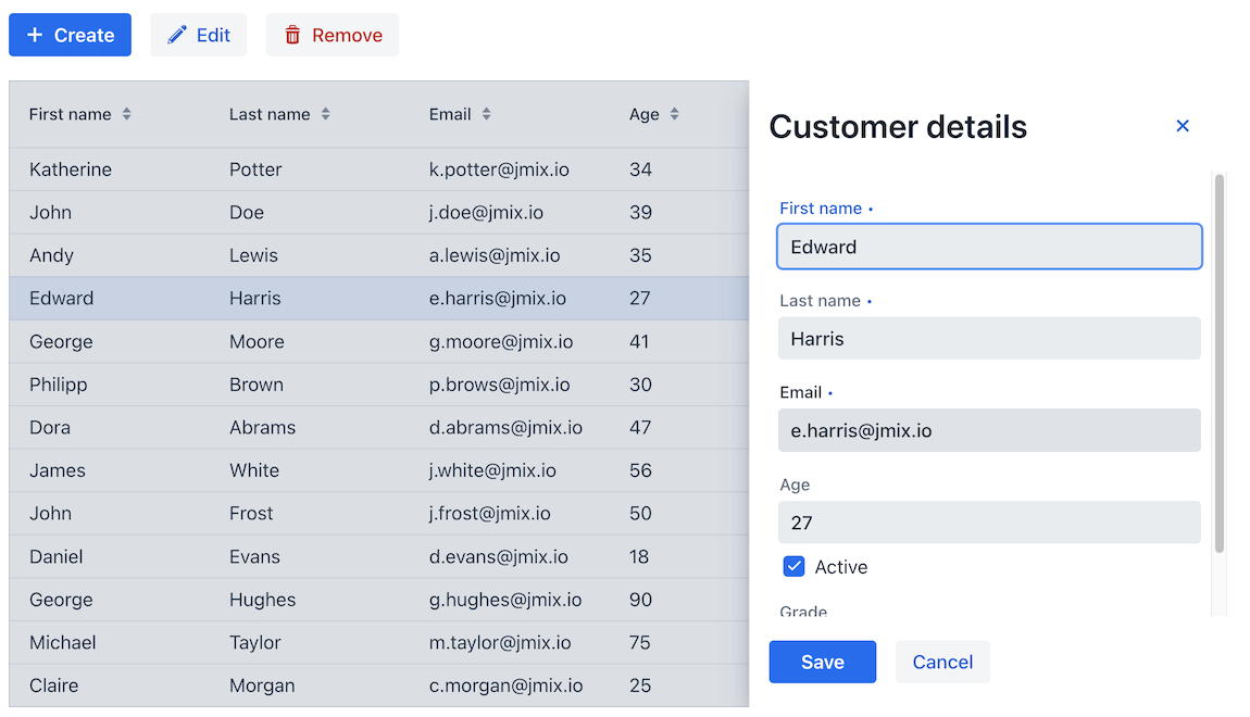 side panel layout editor