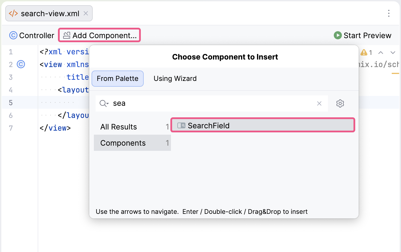 create search field component