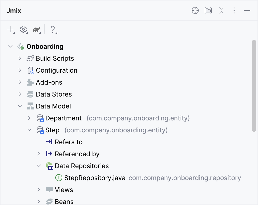 data repository tool window