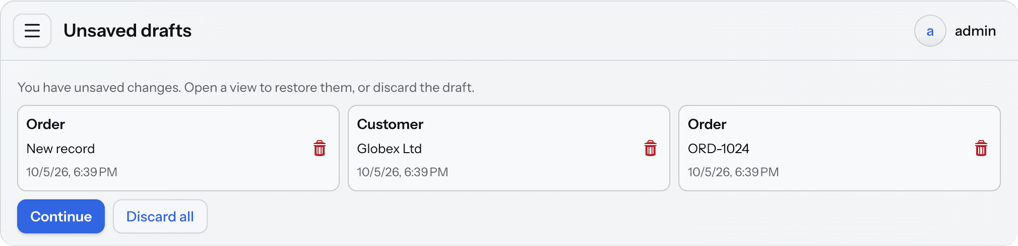 drafts list